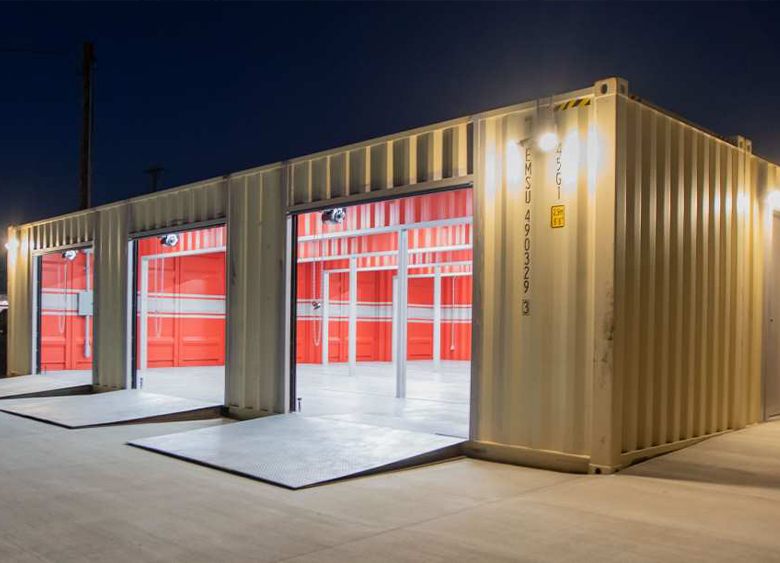 3-bay-container-garage-night-angle